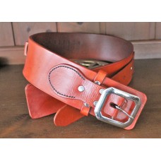 Handmade Leather Revolver Belt with Plain  Design and 12 Bullet Loops in Light Brown